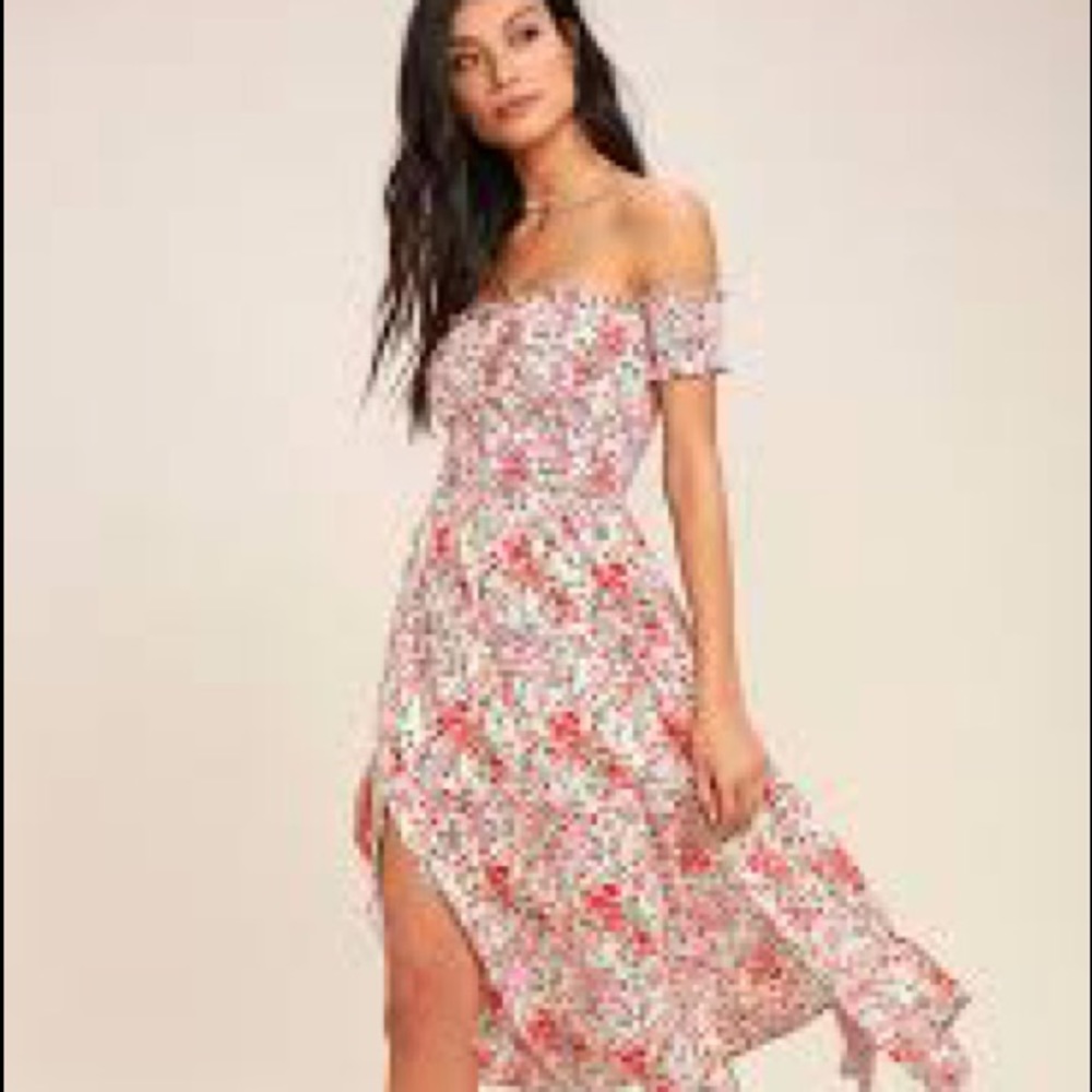 Lulus size medium dress cream floral